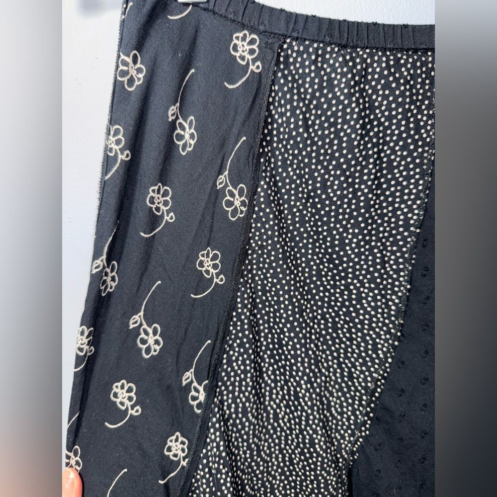 BILA Black Patchwork BOHO Floral Handkerchief Hem Skirt Size M EUC - Picture 3 of 8